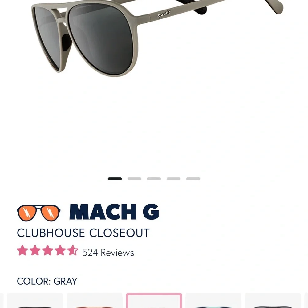 goodr Mach G clubhouse closeout Aviator Sunglasses in Gray - Picture 1 of 4